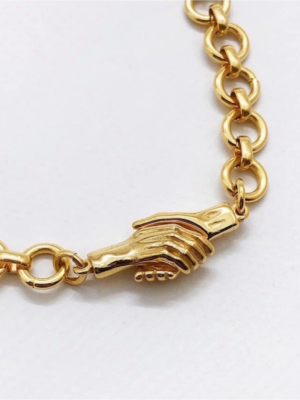 Gold Handshake Friendship Link Necklace